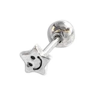 螺丝拧扣耳钉纯银双头笑脸小众耳骨钉养耳洞耳屏软骨耳饰耳蜗钉夏