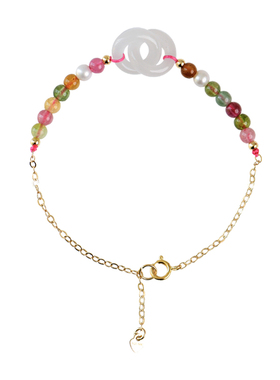 原创和田玉碧玺糖果色甜美手链女