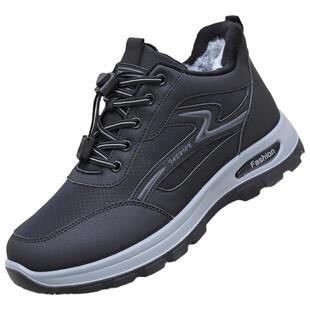 老北京布鞋棉鞋男冬加绒加厚防滑软底中老年爸爸鞋防水情侣健步鞋