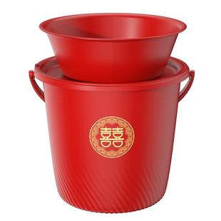 汉世刘家喜桶结婚用塑料水桶带盖女方陪嫁子孙桶套装米桶婚庆乔迁