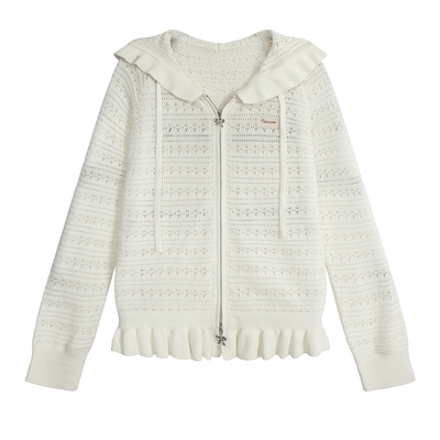 UNIFREEPLUS大码镂空连帽针织衫