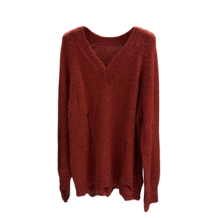 DVZ欧洲站2025秋季时尚百搭V领马海毛羊毛针织衫宽松显瘦毛衣上衣