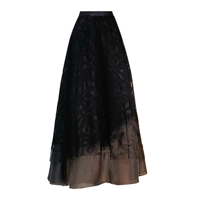 法式重工刺绣花朵网纱半身裙女春