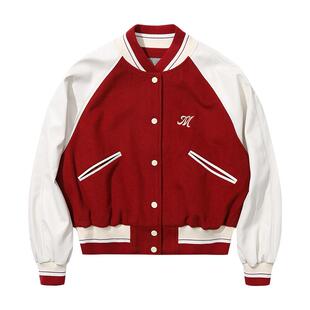 MISHKA大眼球女秋冬季美式复古小个子毛呢百搭棒球服短款外套