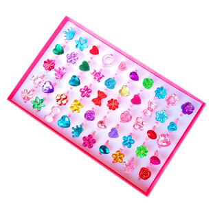 女童戒指儿童水钻闪亮宝石可爱玩具钻石无耳洞耳夹耳环套装礼物仙