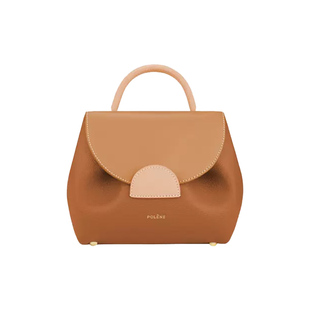 [明星同款]Polene波灵恩Number One Nano驼色牛皮拼接手提斜挎包