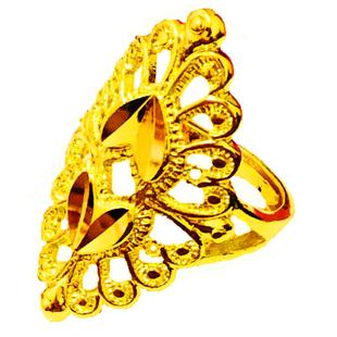 2025新款沙金戒指女开口仿真假黄金指环食指戒指女时尚个性高级感