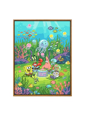 海绵宝宝diy数字油画装饰画