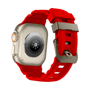 新款iwatch表带s10适用苹果applewatch红色野径运动硅胶高级感