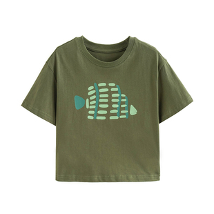 砚台家儿童A类印花短袖T恤2025夏装新款男童纯棉体恤宝宝森系上衣