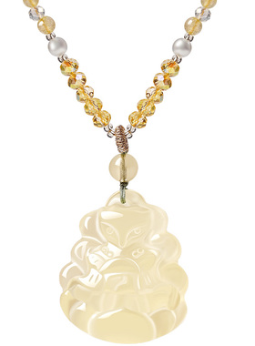 宫里上新黄水晶狐狸吊坠