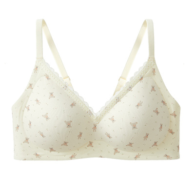 六只兔子无痕蕾丝v领软支撑内衣