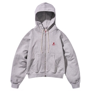 AECA韩国男女春季新款时尚休闲灰色四叶草连帽拉链卫衣MUSINSA