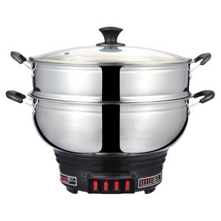 多功能电热锅不锈钢炒菜锅电蒸锅电煮锅火锅家用大功率电锅大容量