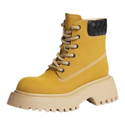 红蜻蜓流浪大黄靴女款秋季新款英伦风马丁靴女厚底增高小个子女靴