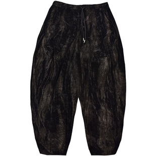 潮牌裤子男暗黑系宽松小脚哈伦裤秋季新款烫金潮流垂感休闲飞鼠裤