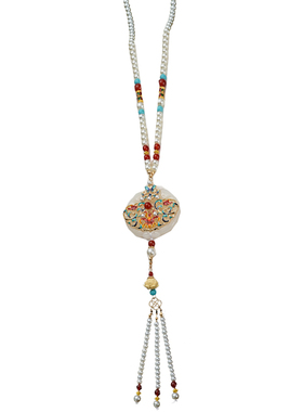 马面裙璎珞烧蓝蝴蝶吊坠项链加长背云菩提流苏 古风汉服配饰