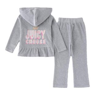 洋气公主女童套装秋季休闲运动保暖纯棉高级天鹅绒冬时尚时髦新款