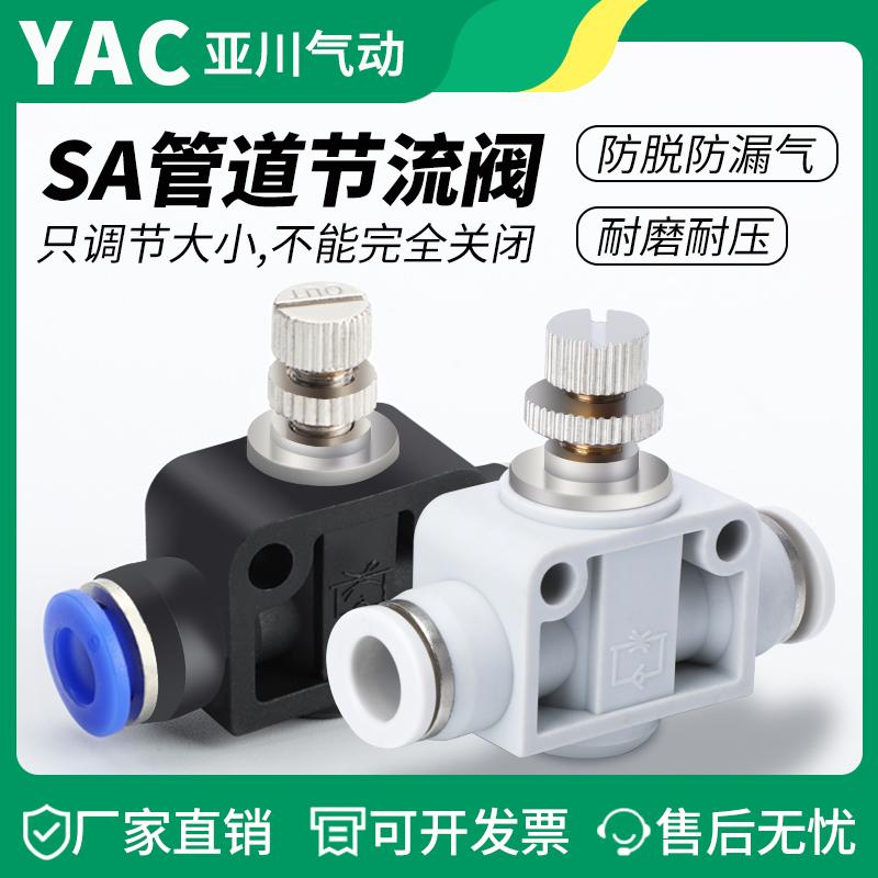 气动SA气管接头LSA4管道节流阀PA6限流8调速12流量调节阀10