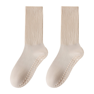 袜子女秋冬纯棉中筒袜运动健身瑜伽袜普拉提长袜配鲨鱼裤防滑棉袜