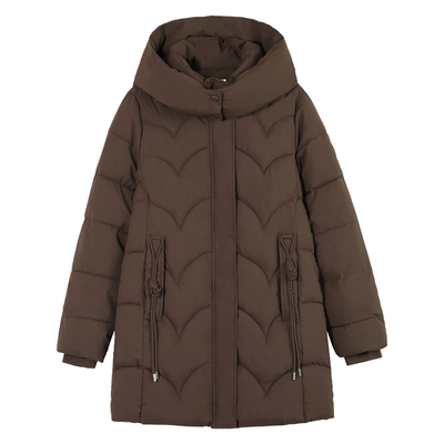 啄木鸟中长款棉服女士冬季2025新款洋气加厚棉袄防风保暖棉衣外套