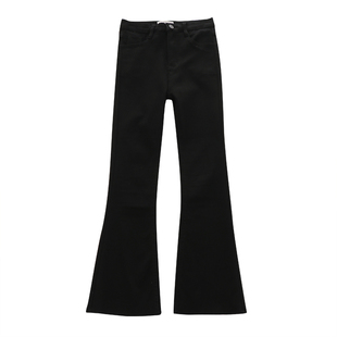 SPG免邮 炒鸡好看哦~显瘦百搭复古 高腰修身磨边九分喇叭牛仔裤女