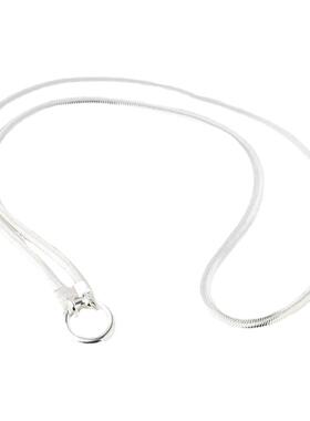 S925银圆形扣蛇骨链项链裸链女小众轻奢四方蛇骨双环相扣锁骨链