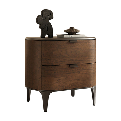 胡桃木色实木烤漆床头柜