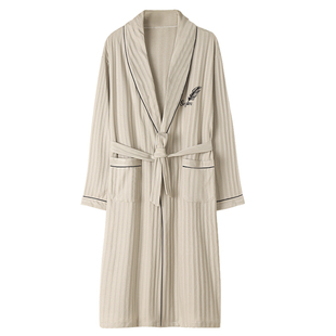 北极绒男士睡袍春秋季纯棉薄款长袖长款睡衣浴袍大码一体式家居服