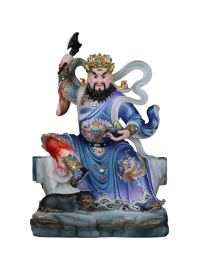 汉白玉彩绘山神神像土地山神爷像山神庙家居佛堂工艺品家用摆件