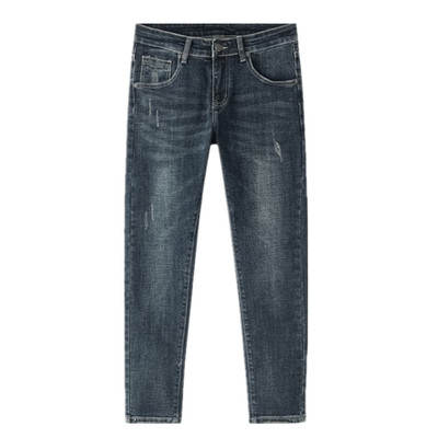 韩国个性做旧紧身牛仔裤小脚男明星同款复古冬季铅笔裤紧身长裤男