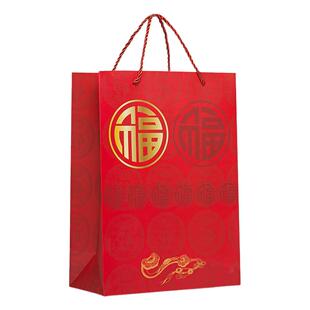 大吉春节礼品纸袋2026年烟酒包装袋批发红色袋子红福袋送礼袋定制