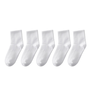 六指鼠儿童袜子纯棉运动袜男童四季学生袜白色女童中筒宝宝袜黑色