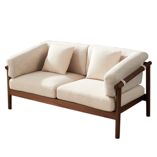 全实木沙发组合黑胡桃木布艺现代简约北欧客厅精品小户型轻奢家具