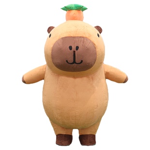 卡皮巴拉充气人偶服装cos演出服水豚玩偶服草莓熊人偶装