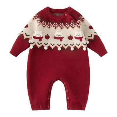 贝贝城小毛球立体装饰毛衣爬服