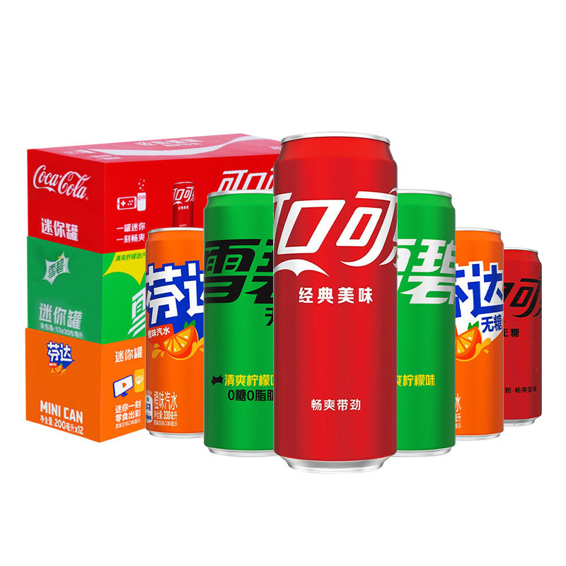 可口可乐碳酸饮料330ml12罐零度无糖可乐雪碧芬达汽水200ml迷你罐