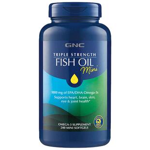 GNC健安喜三倍深海鱼油迷你软胶囊240粒中老年rTG型欧米伽3omega3