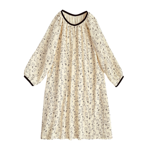 儿童睡衣女童长袖睡裙秋新款全棉纱布家居服大童青少年女孩初中生