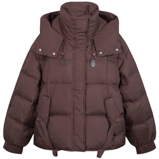 朵以2025冬季新款时尚短款面包服鸭绒小个子连帽羽绒服保暖外套女