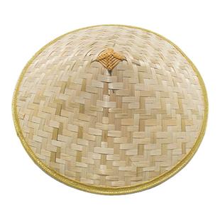 手工竹编斗笠农民户外遮阳防雨帽儿童舞台表演草帽大沿采茶三叶帽