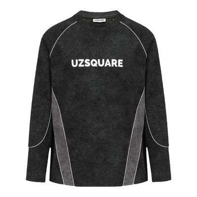 UZSQUARE 未限 黑色/天空蓝 春季蜡染卫衣