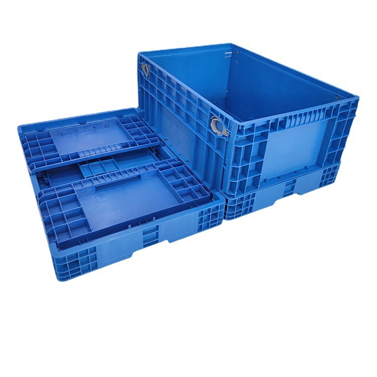 VDAKLT-F6280欧标折叠塑料箱德系汽配蓝色平底箱600*400*280加厚