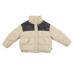 啦芙莱童装2025冬新款男女童时尚牛仔拼接派克羽绒服90绒外套3903