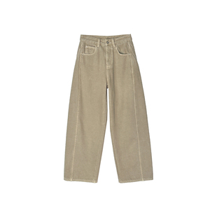 修胯神裤！~棕色阔腿弯刀牛仔裤女2025新款冬加厚绒宽松显瘦长裤