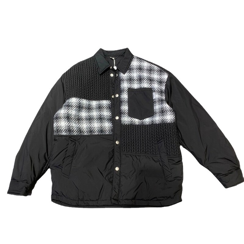 冬季新款拼接翻领保暖衬衫羽绒服