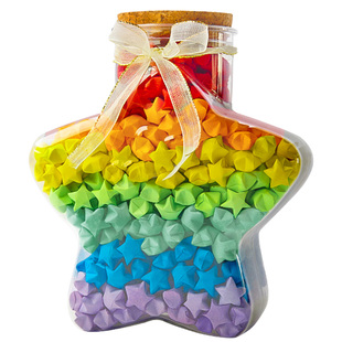 星星折纸渐变色星星纸手工折纸手工儿童小学生手工纸折星星专用纸许愿星折星星条幸运星夜光diy五角星荧光纸