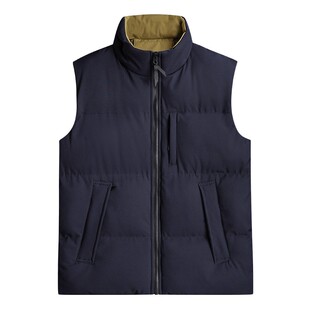 百胜狐加厚加棉马夹2025大码男士新款立领拼色时尚无袖马甲上衣冬