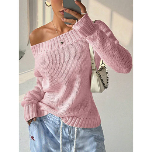 C 66230 One-shoulder Pure Desire Knit Sweater 一字领纯欲显瘦