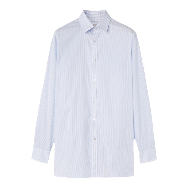 Loro Piana/诺悠翩雅男装条纹棉质斜纹长袖商务通勤衬衫